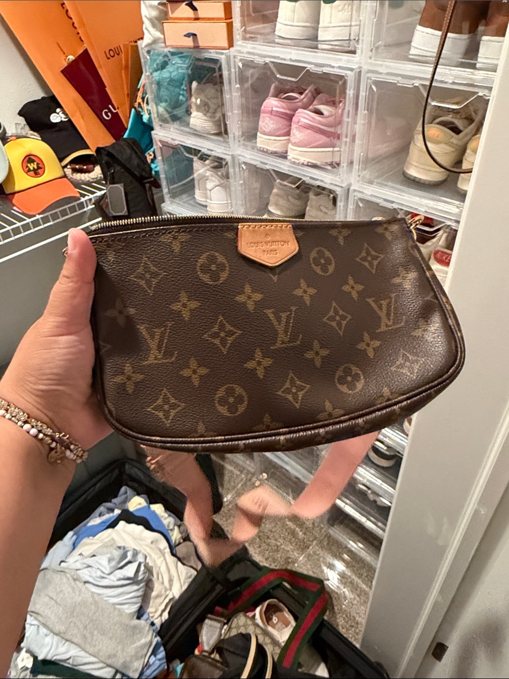 Louis Vuitton Monogram Canvas Mini Pochette in Brown and Tan